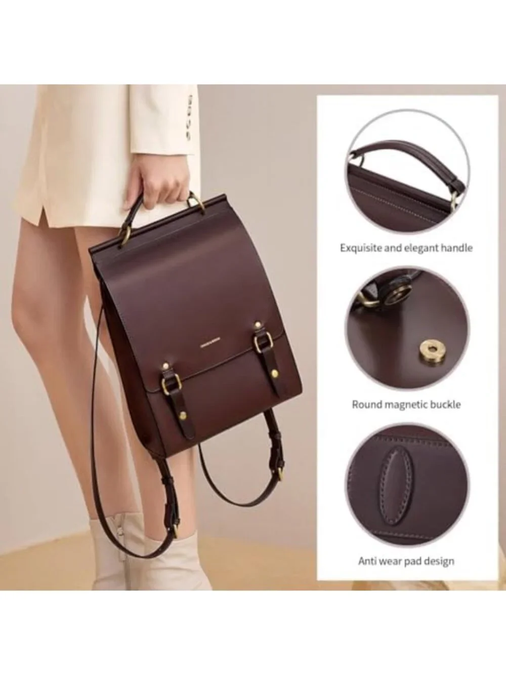 Stylish Leather Backpack Purse for Women | Fashion Travel Shoulder Bag